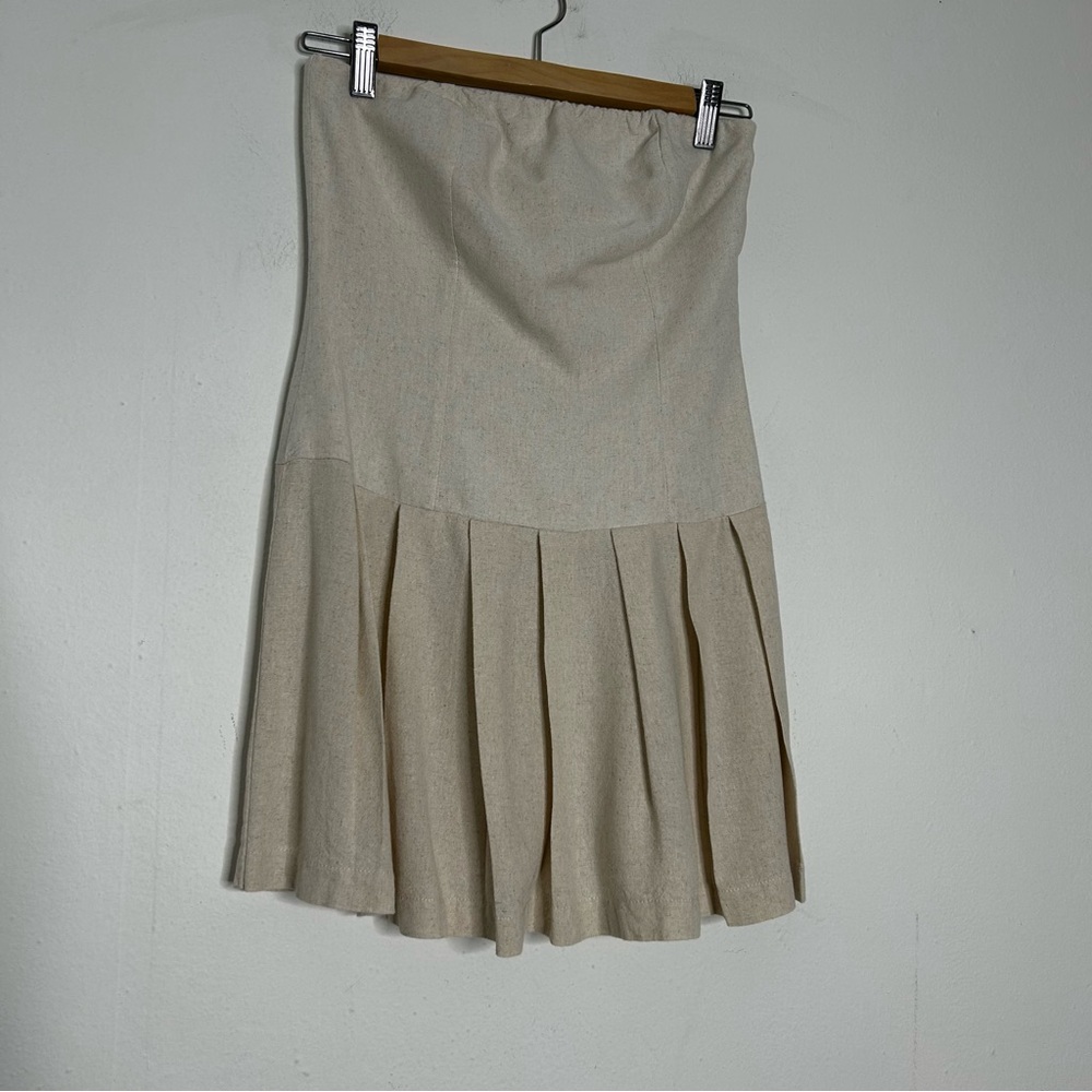 Elegant Cream Pleated Dress